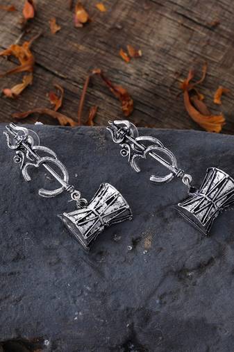 Shiva shakti damru trishul earrings for women