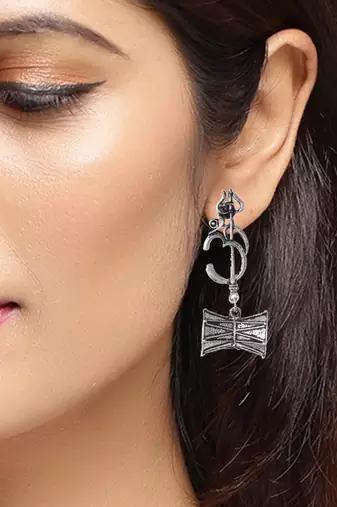 Shiva shakti damru trishul earrings for women