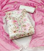 Pink Modal Butti With Hand Work Dress Material With Inner