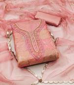 Women'S Peach Organza Dress Material With Inner