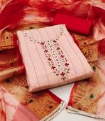 Red Cambric Cotton Hand Work Dress Material