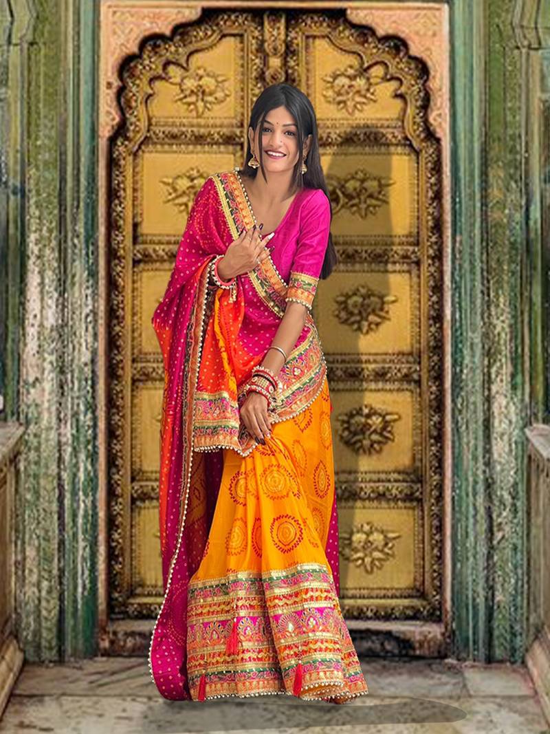 Riva Enterprise Women's Soft Pure Chiffon With Colourful Embroidery heavy lace Saree with blouse