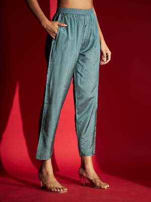   Firoji Rayon Fabric Printed and Embroidered work  Aliya Kurta  Pant and Dupatta Set 4