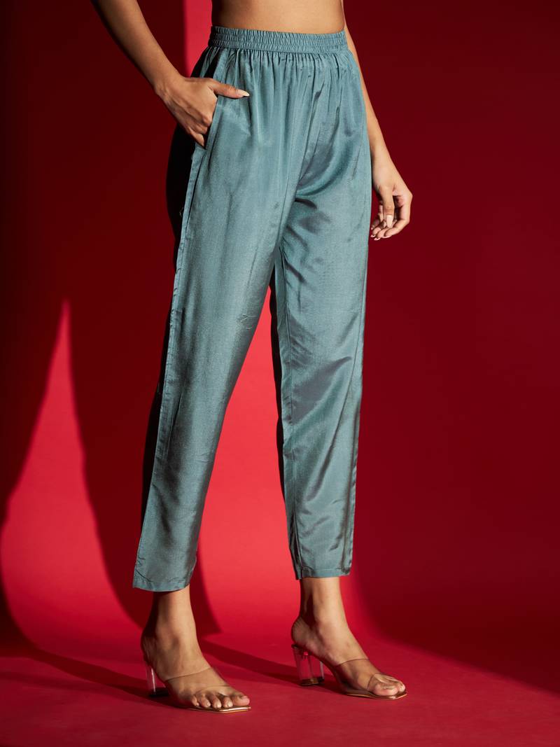   Firoji Rayon Fabric Printed and Embroidered work  Aliya Kurta  Pant and Dupatta Set