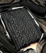 Black chikankari embroidered unstitched dress material