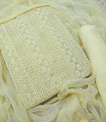 Yellow  chikankari embroidered unstitched dress material