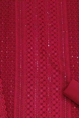 Maroon chikankari embroidered unstitched dress material 4
