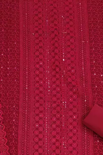 Maroon chikankari embroidered unstitched dress material