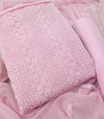 Pink chikankari embroidered unstitched dress material