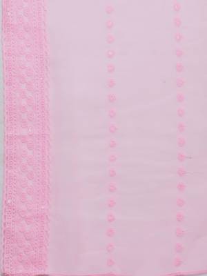 Pink chikankari embroidered unstitched dress material 4