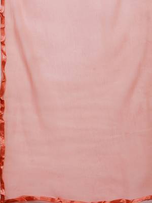 Peach chikankari embroidered unstitched dress material 4