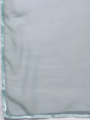 Turquoise blue chikankari embroidered unstitched dress material 4