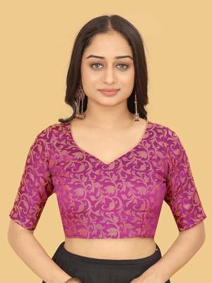 Peach Jacquard Cotton Silk Woven Saree With Blouse Piece 5