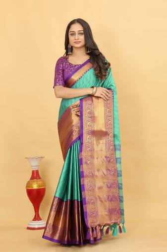 Rexona Jacquard Cotton Silk Woven Saree With Blouse Piece