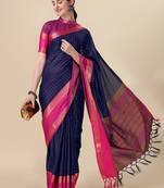 Navy Blue South Silk Saree for Festivals and Weddings
