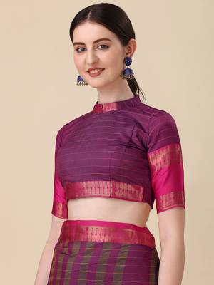 Navy Blue South Silk Saree for Festivals and Weddings 4
