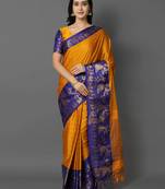 Gold Jacquard Cotton Silk Woven Saree With Blouse Piece