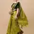 Lime Jacquard Soft Aura Silk Woven Saree With Silk Blouse Piece