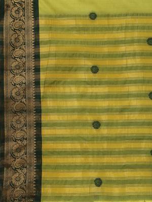 lime jacquard soft aura silk woven saree with blouse piece 5