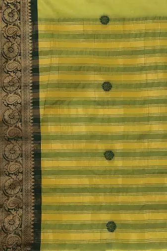lime jacquard soft aura silk woven saree with blouse piece