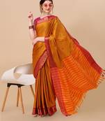 Musturd Jacquard Soft Aura Silk Woven Saree With Silk Blouse Piece