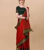 Red Jacquard Pure Soft  Aura Silk Woven Saree With Silk Blouse Piece