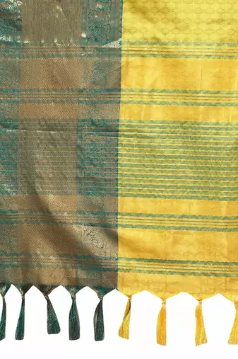Lemon Rama Jacquard Soft Aura Silk Woven Saree With Silk Blouse Piece