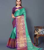 Rexona Purple Jacquard Soft Aura Silk Woven Saree With Silk Blouse Piece