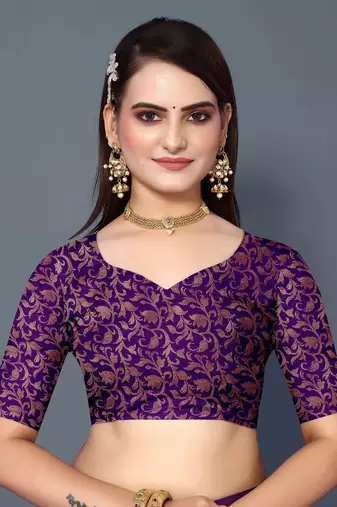 Rexona Purple Jacquard Soft Aura Silk Woven Saree With Silk Blouse Piece