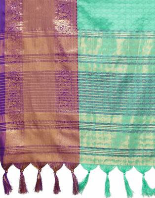 Rexona Purple Jacquard Soft Aura Silk Woven Saree With Silk Blouse Piece 5