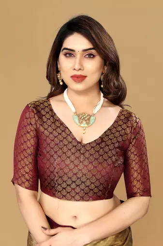 Beige self jacqurd cotton silk dharmavarm saree with blouse