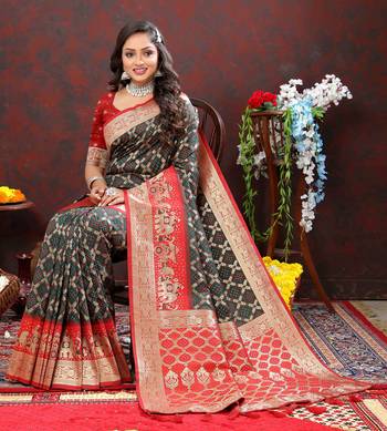 Women's latest design green color bandhani patola silk saree with blouse piece 5