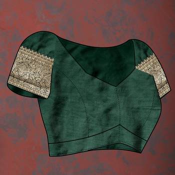 Women's latest design bottlegreen color soft silk saree with blouse piece 4