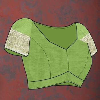 Women's latest design green color soft silk saree with blouse piece 4
