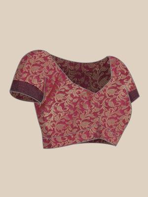 Peach Self Jacqurd Cotton Silk Dharmavarm Saree With Blouse 4