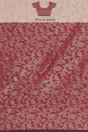 Peach Self Jacqurd Cotton Silk Dharmavarm Saree With Blouse
