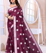 Magenta Sequince Embrodery Chanderi Silk Fancy Saree With Blouse
