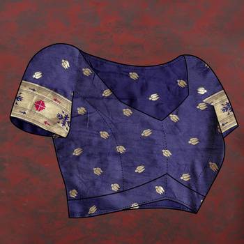 Women's latest design navy color paithani silk saree with blouse piece 4