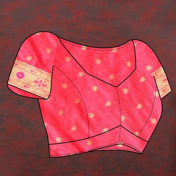 Women's latest design peach color paithani silk saree with blouse piece 4
