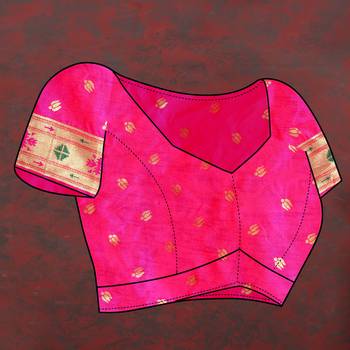 Women's latest design rani color paithani silk saree with blouse piece 4