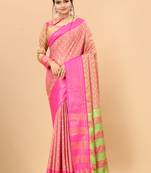 Pista Woven Checks Work Cotton Silk Dharmavaram Saree