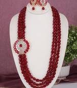 Cz stone studded pendant set with semi precious beads