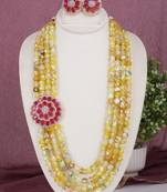 Cz stone studded pendant set with semi precious beads