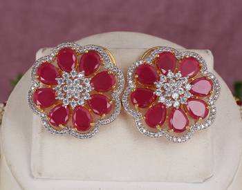 Cz stone studded pendant set with semi precious beads 2