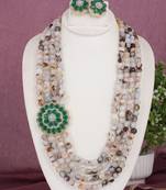 Cz stone studded pendant set with semi precious beads