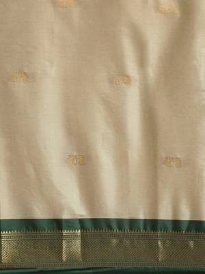 Soft Silk Jacquard Work Beige Green Saree 4