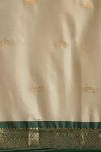 Soft Silk Jacquard Work Beige Green Saree