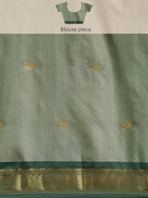 Soft Silk Jacquard Work Beige Green Saree 5