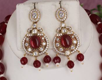 Cz stone studded pendant set with semi precious beads 2