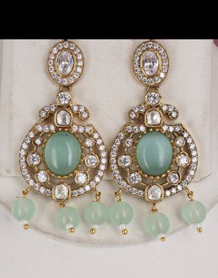 Cz stone studded pendant set with semi precious beads 2